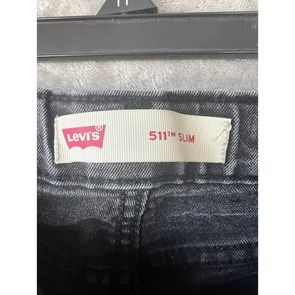 Levi's 511 Jeans Boys Slim 24x22 8 Reg‎ Black Stone Wash